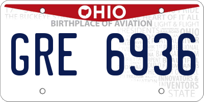 OH license plate GRE6936
