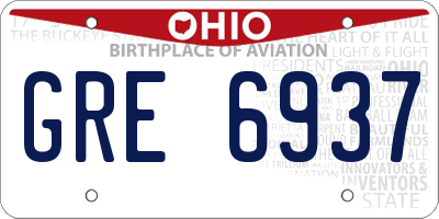 OH license plate GRE6937