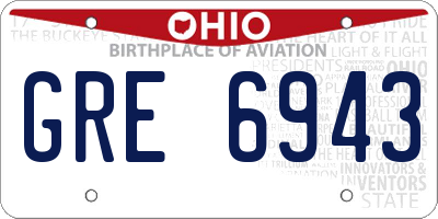 OH license plate GRE6943