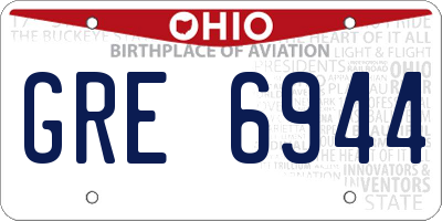 OH license plate GRE6944