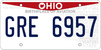 OH license plate GRE6957
