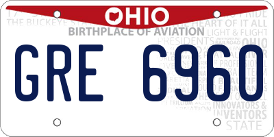 OH license plate GRE6960