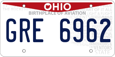 OH license plate GRE6962