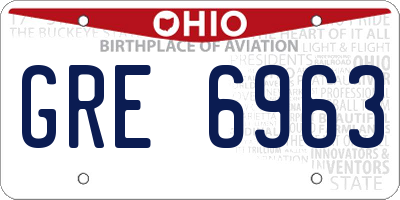 OH license plate GRE6963