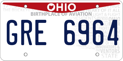 OH license plate GRE6964
