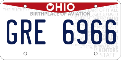 OH license plate GRE6966