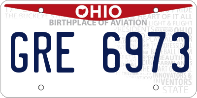 OH license plate GRE6973