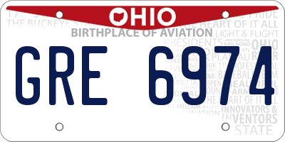 OH license plate GRE6974