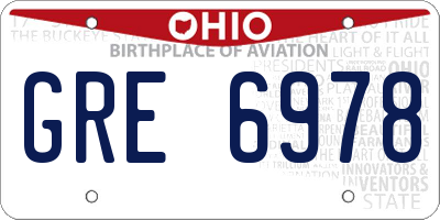 OH license plate GRE6978
