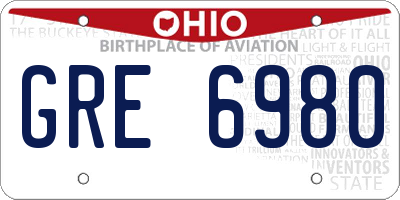 OH license plate GRE6980