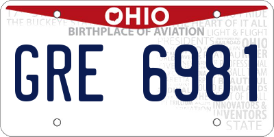 OH license plate GRE6981