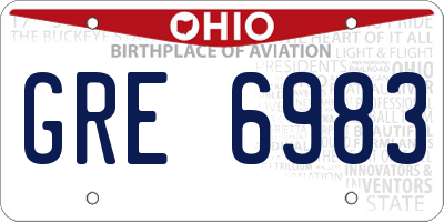 OH license plate GRE6983