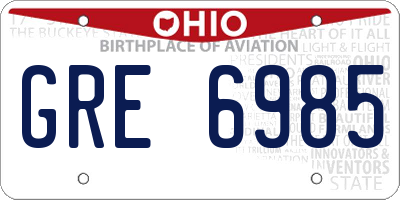 OH license plate GRE6985