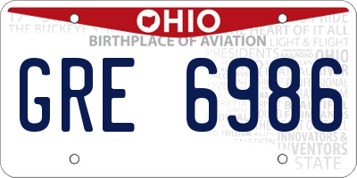 OH license plate GRE6986