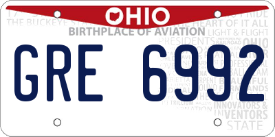 OH license plate GRE6992