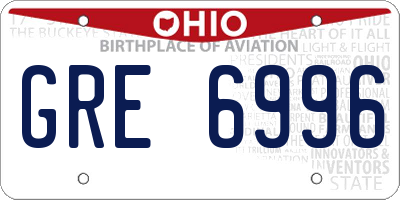 OH license plate GRE6996