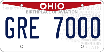 OH license plate GRE7000