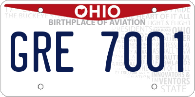 OH license plate GRE7001