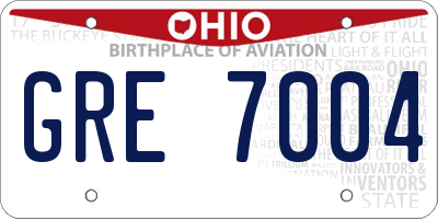 OH license plate GRE7004