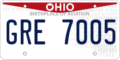 OH license plate GRE7005