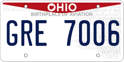OH license plate GRE7006