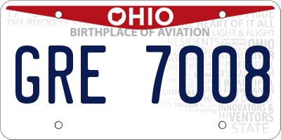 OH license plate GRE7008