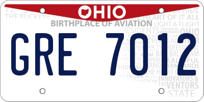 OH license plate GRE7012
