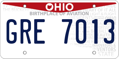 OH license plate GRE7013
