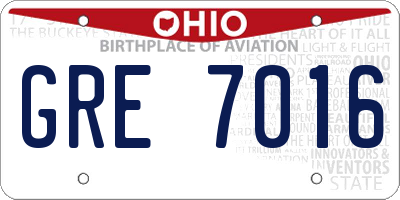 OH license plate GRE7016
