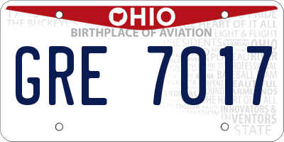 OH license plate GRE7017