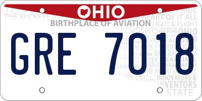OH license plate GRE7018