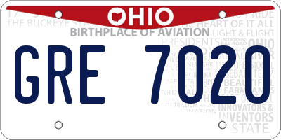 OH license plate GRE7020
