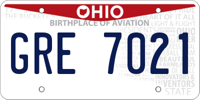 OH license plate GRE7021