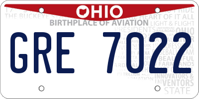 OH license plate GRE7022