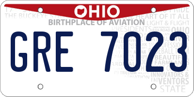 OH license plate GRE7023