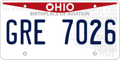 OH license plate GRE7026