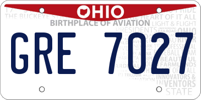 OH license plate GRE7027