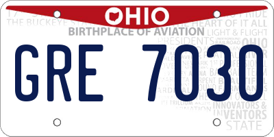 OH license plate GRE7030