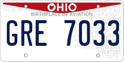 OH license plate GRE7033