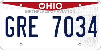 OH license plate GRE7034