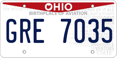 OH license plate GRE7035