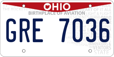 OH license plate GRE7036