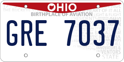 OH license plate GRE7037