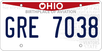 OH license plate GRE7038