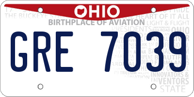 OH license plate GRE7039