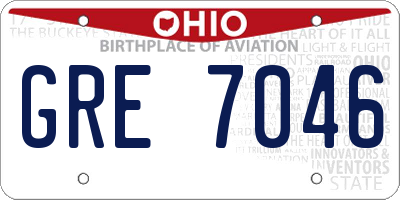OH license plate GRE7046