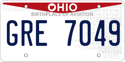 OH license plate GRE7049