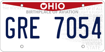 OH license plate GRE7054