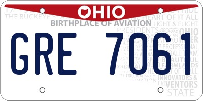 OH license plate GRE7061