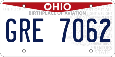 OH license plate GRE7062